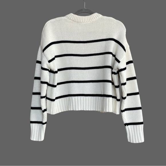 Jenni Kayne Cream and Black Striped Crewneck Sweater - Picture 7 of 15
